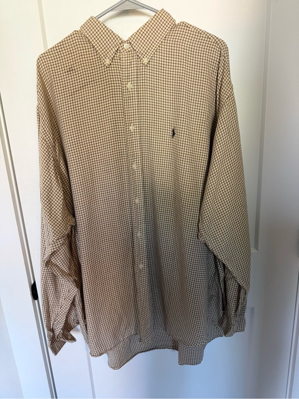 Ralph Lauren Tan and Brown Micro-Check Button-Down Shirt
